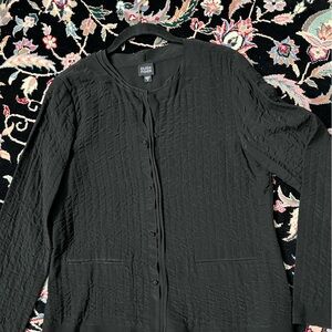 Eileen Fisher Black Silk Textured Jacket Sz Small Lined